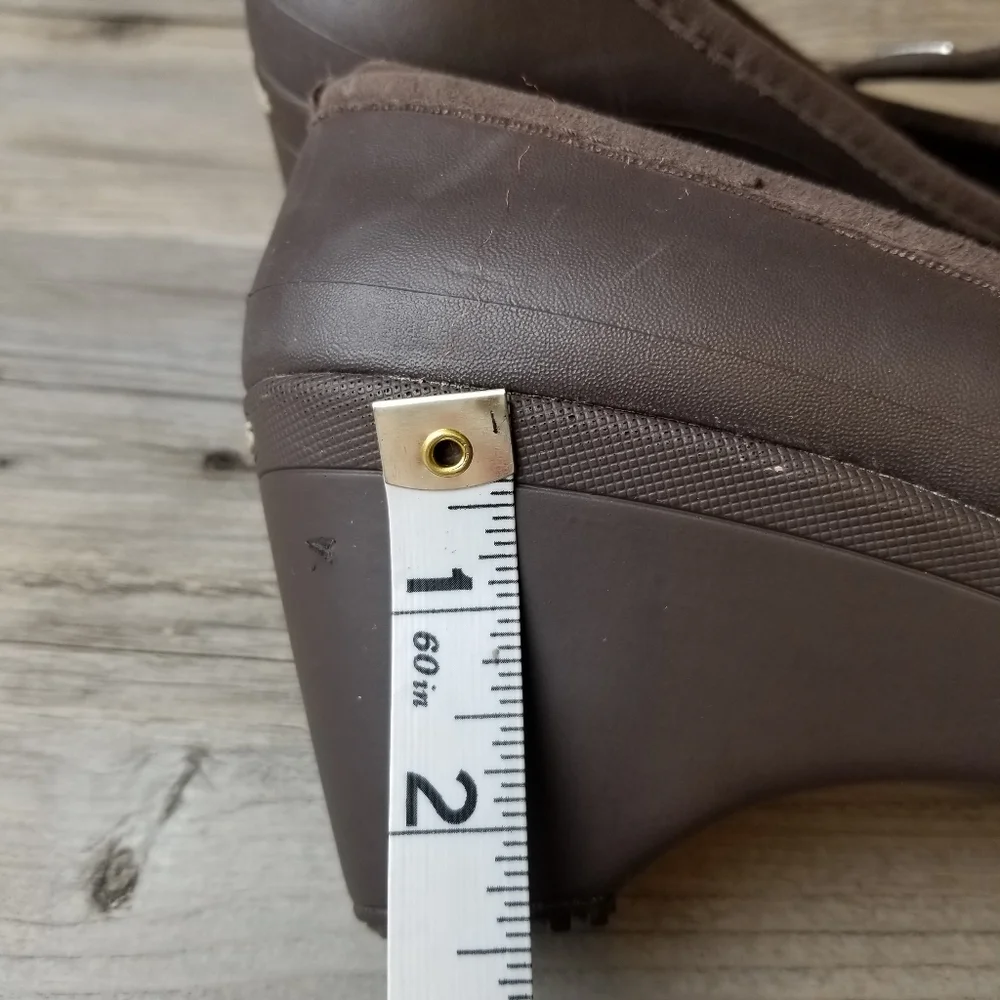 Crocs Brown Casey Mary Jane Semi Wedge Heel Shoes